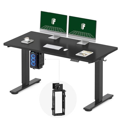 FLEXISPOT EN2 55"x28" Electric Standing Desk with PC Stand Bundle, Maple - color: Black Frame + Black Top, size: 55x28 | PC Stand