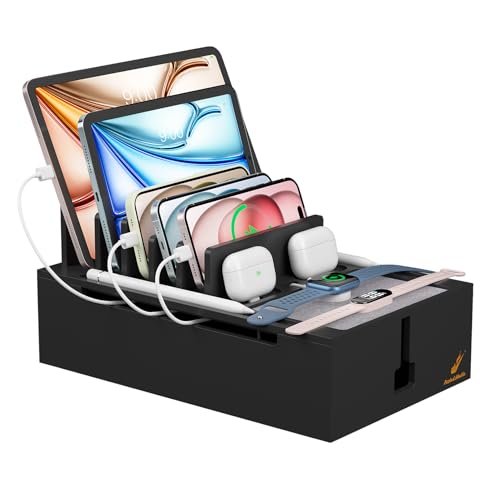 Pezin & Hulin Bamboo Charging Station-Black, (No USB Charger and Cables) - color: Black, size: Dock (No Charger&Cables)