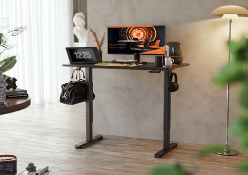 Claiks Electric Height Adjustable Standing Desk, 48x24 Inch, Black | Smooth Height Adjustment, 3 Memory Presets, Cable Management Hub&Hook, Stable Steel Frame, 176lbs Capacity, Easy Assembly - color: Black, size: 48