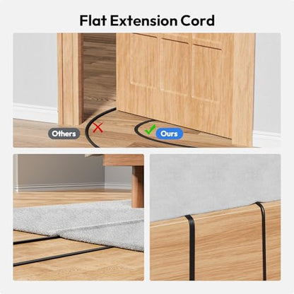 Flat Plug Power Strip with USB Ports, NTONPOWER Nightstand Desktop Charging Station with 5ft Extension Cord, Wall Mount with 3 Outlet 4 USB(1 USB C), Small Size for Travel Home Office Dorm Room, Black - size: 5 Ft, style: 3A2U