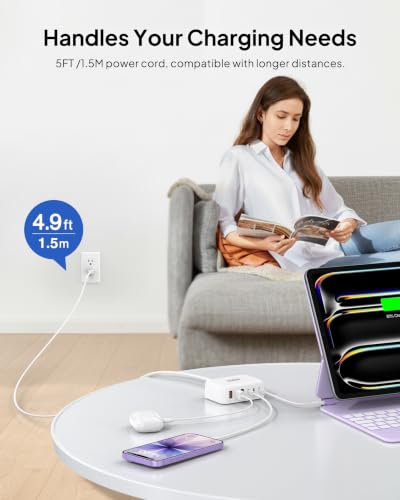 USB Fast Charger Block 50% Smaller 100W Max 6-Port GaN USB Charging Station - color: A-White, size: 100W