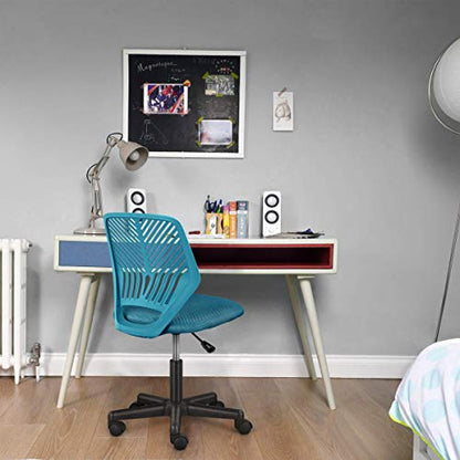 Topeakmart Armless Small Office Desk Chair, Adjustable Height Swivel, Turquoise - color: Turquoise