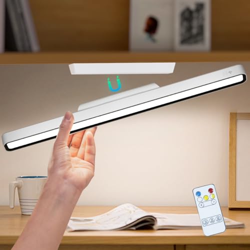 Desk Light Bar Under Desk Lights 16.5 in for Home Office, Under Shelf | Magnetic Rechargeable LED Remote Control 3000K 4500K 6000K Color Temperature Battery Powered - color: White #Remote