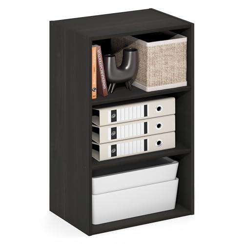 Furinno Basic Book Shelf, 3-Tier Bookshelf, Storage Organizer Bookcase with Open Shelf, 11 x 17 x 26, for Living Room, Bedroom, Home Office, Espresso - color: Espresso, size: 3-Tier, 11 x 17 x 26