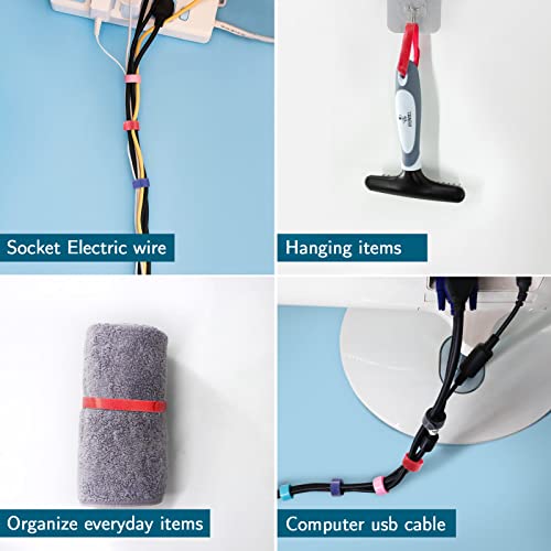 50PCS Reusable Adjustable Cable Ties, Microfiber Cloth for Computer Cable Management (Red) - color: Red