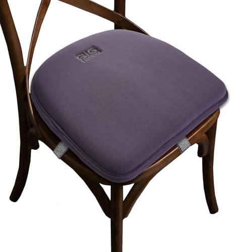Big Hippo Memory Foam Chair Cushion for Dining & Office Chairs – Extra Thick Non-Slip Seat Pad with Secure Straps, Removable Washable Cover – Ergonomic Pressure Relief Chair Pad for Home & Kitchen - color: Grey