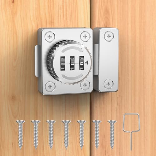 Combination Cabinet Latch, Keyless Drawer Lock, Easy to Install, Suitable for Kitchen Cabinet, Office Drawer, Wooden Furniture, One-Way Door, Etc (Silver, 1 Pack) - color: Silver, size: 1 Pack