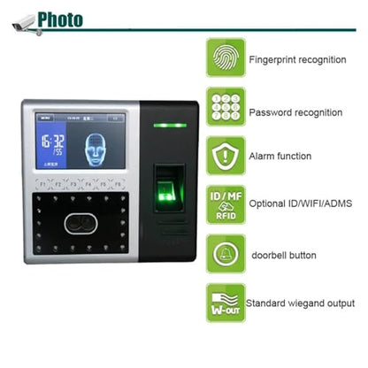 Fingerprint Face Time Clock Punch Machine Face Recognition Time Attendance Door Access Control System Optional WiFi for Small Businesses for Small Businesses,Black-Basic - size: Basic