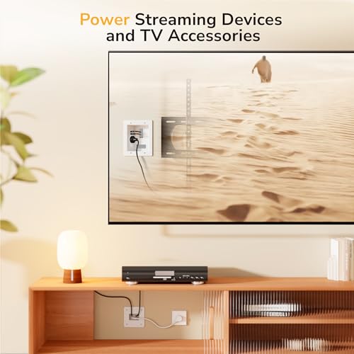 Mount-It! in-Wall TV Cable Management Kit with Recessed Power – Dual Outlet, USB-A and USB-C Ports, 9ft Cord, and Hand Saw – Easy, Safe Cable Management for Organized TV and Home Theater Setups - style: Dual Outlet + USB-A/USB-C – 9ft Cord