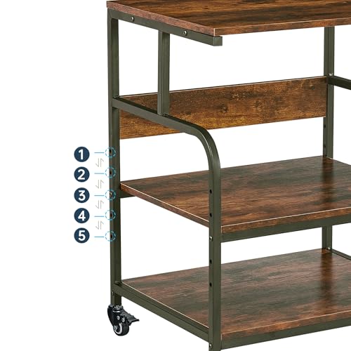 Fannova Large Printer Stand Table with Height Adjustable Storage Shelf - color: Rustic Brown, size: 23.6"W x 18.9"D x 30"H