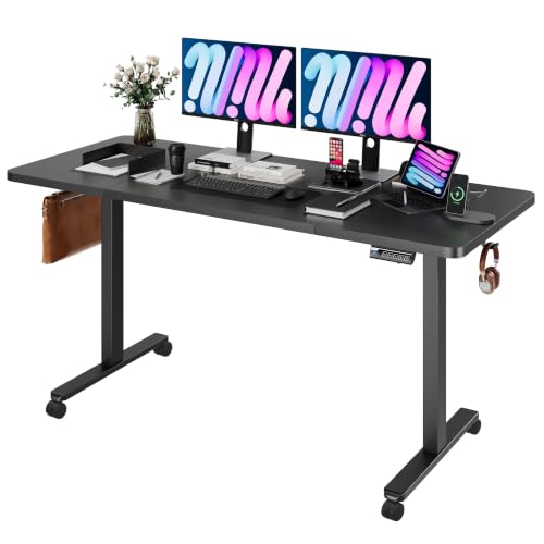Monomi Electric Standing Desk 63"x28"Height Adjustable Sit Stand Desk - color: Black, size: 63x28