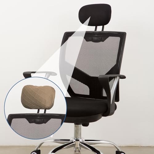 uxcell Office Chair Pillow Cover, Office Chair Headrest Attachment Mesh Removable Headrest Protector for Home Desk Computer Chairs, Khaki - color: Khaki