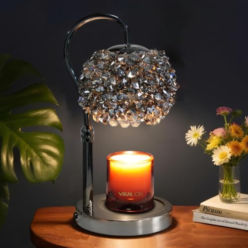 Crystal Candle Warmer Lamp,Luxury Adjustable Timer & Dimmer[Black] | Crystal elegance. Adjustable height fits jars. Timer & dimmer safe melt. 2 bulbs & heat-proof base. Luxury decor. - color: Black1