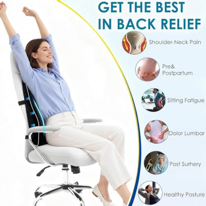 Niceeday Lumbar Support Pillow for Office Chair Car Back Support Pillow, Memory Foam Gaming Chair Desk Chair Back Cushion for Lower Back Pain Relief, Ergonomic Back Rest,Office Home Essentials - size: Full Back 3D-16'*18'*5'
