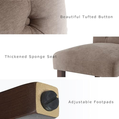 COLAMY Button Tufted Dining Chairs Set of 2, Parsons Upholstered Fabric Dining Room Chair Kitchen Chairs with Wood Legs and Padded Seat, Taupe - color: Taupe, size: set of 2