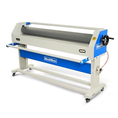 63" Laminator Manual Cold Laminating Machine 60" Max Width, Pneumatic Roller Lift & Wear-Resistant Rubber Roller Portable Stand Included, (Requires Air Compressor, Not Included),1600-C1