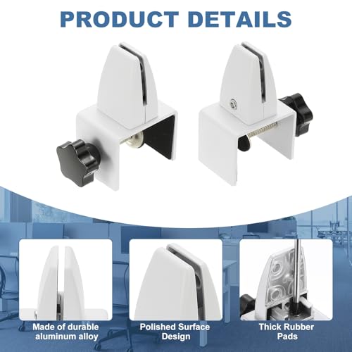 PATIKIL 1.8x1.3x2.1" Desk Divider Support Clamp 2Pcs Aluminum Matte White - color: Matte White