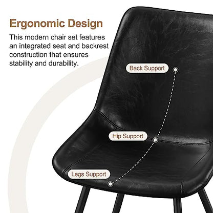 Yaheetech Dining Chairs Set of 6 Mid Century Modern Kitchen Chairs Black | Faux Leather Upholstered Dining Room Chairs with Metal Legs and Curved Backrest, Armless Side Chairs for Kitchen Living Room - color: Black, size: Set of 6