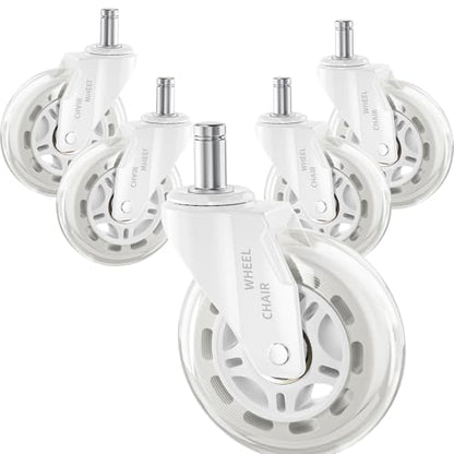 Office Chair Wheels Replacement Rubber Chair Casters Heavy Duty - color: White