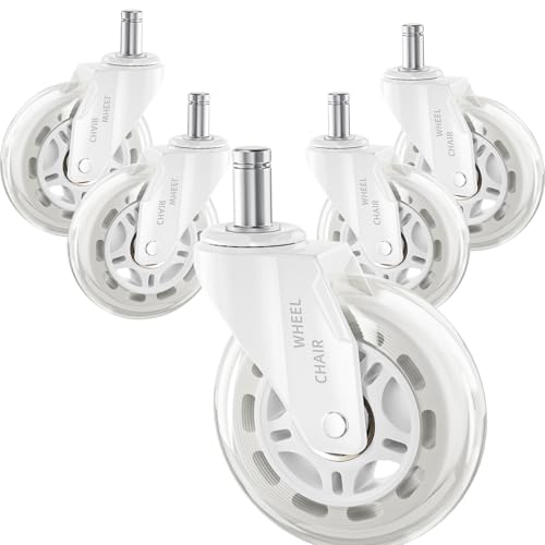 Office Chair Wheels Replacement Rubber Chair Casters Heavy Duty - color: White