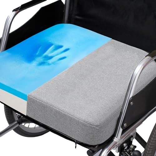 CYLEN Ifoam Memory Foam Layer Wheelchair Cushion - Seat Cushion for Wheelchair-Office Chair, Kitchen Chair-Pressure Sore and Tailbone Pain Relief-High Dense Polyfoam Base (Grey, 18×16×3 inch) - color: Grey, size: 18×16×3 inch