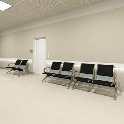 Kinfant Waiting Room Chairs Set- 2-Seat PU Leather Office Chair Guest Reception Waiting Room Bench Furniture for Airport, Hospital, Bank, Salon, Barbershop(Black, Set of 3) - size: 6 Seat