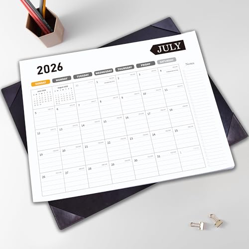 Desk Calendar 2026-2027, 22 x 17, Jun. 2026-Dec. 2027, PU Desk Pad - color: Black