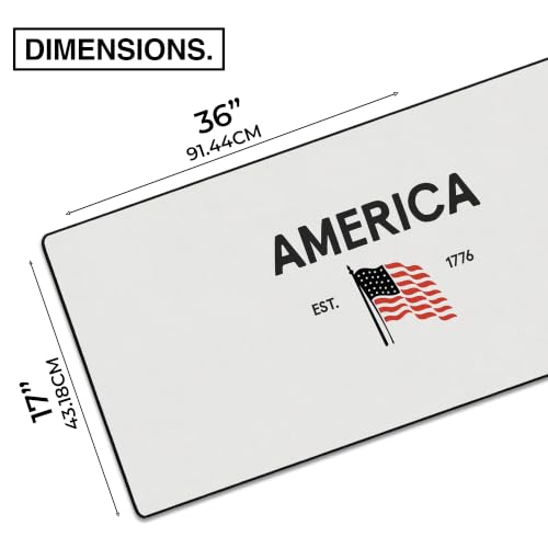 America 1776 Gaming Desk Pad, 36" x 17" Duraglyde Fabric Desk Mat | Western, Durable Surface, Non-Slip, Washable Fabric, Smooth Glide, Stable Grip, Large Keyboard and Mouse Pad for Everyday Use - color: America 1776