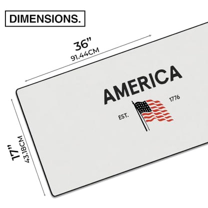 America 1776 Gaming Desk Pad, 36" x 17" Duraglyde Fabric Desk Mat | Western, Durable Surface, Non-Slip, Washable Fabric, Smooth Glide, Stable Grip, Large Keyboard and Mouse Pad for Everyday Use - color: America 1776
