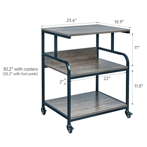 Fannova Gray Printer Stand, 23.6"x18.9" Large Printer Table with Storage - color: Gray, size: 23.6"W x 18.9"D x 30"H