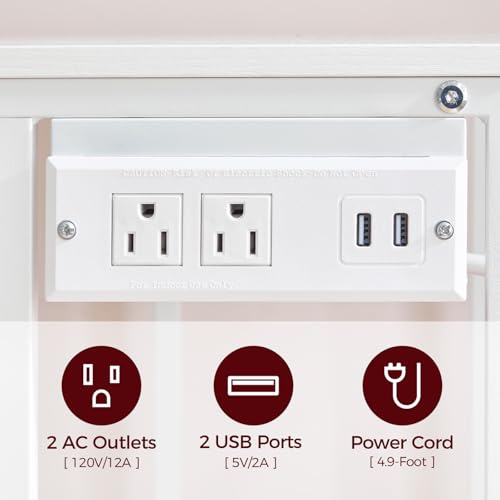 MAHANCRIS Mobile Printer Stand, 3-Tier Industrial Printer Cart with 2 AC Outlets and 2 USB Ports, Rolling Printer Table on Wheels for Home Offices Kitchen Organization Rack, White PTWT78E01 - color: White