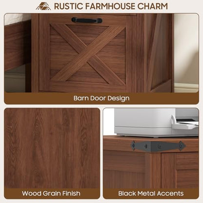 Halitaa Small Farmhouse File Cabinet with 3 Drawers for Home Office, Walnut | Vertical Filing Cabinet Fits Letter and A4 Size, Farmhouse Printer Stand, Under Desk Wooden File Cabinet - color: Walnut, size: 3 Drawers