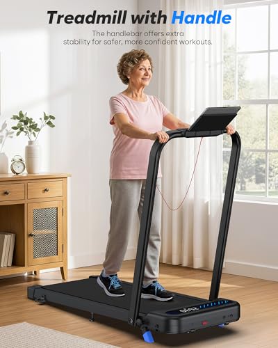Cardirun Walking Pad with Incline and Stable Handle Bar, Foldable Treadmill | 350+ lbs Capacity, 3.0HP Quiet Under Desk Treadmills for Home, Portable Treadmill with APP, Remote Control and LED Display - color: BLACK