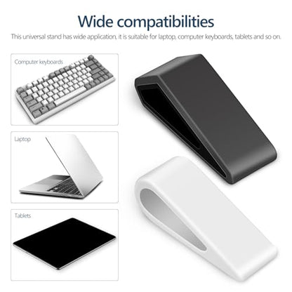 4pcs Adjustable Laptop Stand Riser Ventilated Notebook Holder with Cooling Base for Desk Use, Universal Computer Keyboard Support, Gray and White