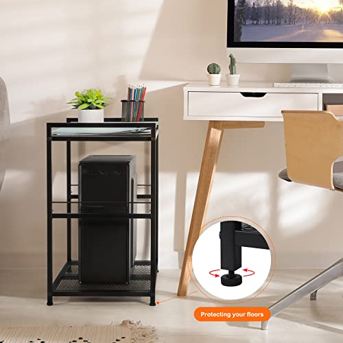 Computer Tower Stand with Wheels, Metal PC Stand for Floor Carpet, Black - color: Black