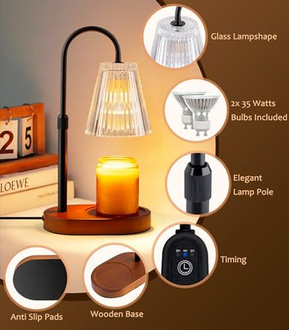 Candle Warmer Lamp with Timer - Electric Candles Wax Warmers Glass Lamps - color: Transparent