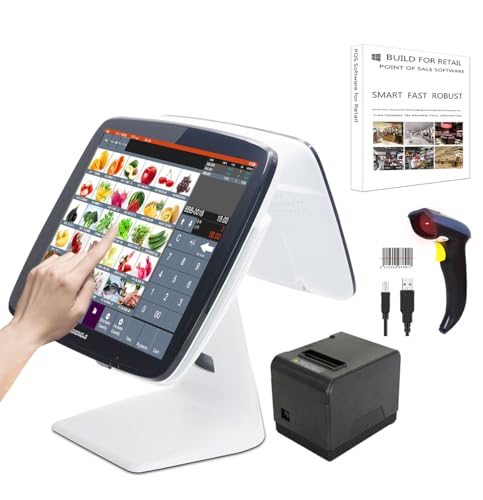 (Ship from USA) Touch POS System with 3 1/8'' Receipt Printer Scanner Point of Sale Software Cash Register for Retail Stores