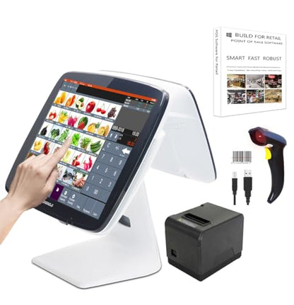 (Ship from USA) Touch POS System with 3 1/8'' Receipt Printer Scanner Point of Sale Software Cash Register for Retail Stores