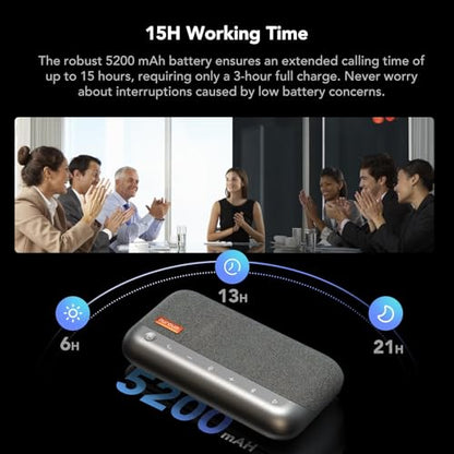 NUROUM A45 Conference Speaker and Microphone, 6 AI Noise Cancelling Mics, 360° 16ft Voice Pickup, Daisy Chain, Bluetooth/USB Speakerphone with Dongle, Compatible with Zoom/Teams/Google Meet