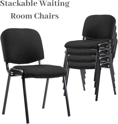 ROCITY Waiting Room Chairs Set of 10 Stackable Conference Room Chairs Mesh Office Reception Chair for Guest School Breakroom Banquet Church Lobby (Mesh-Cushion,Black,10PCS - size: 10PCS