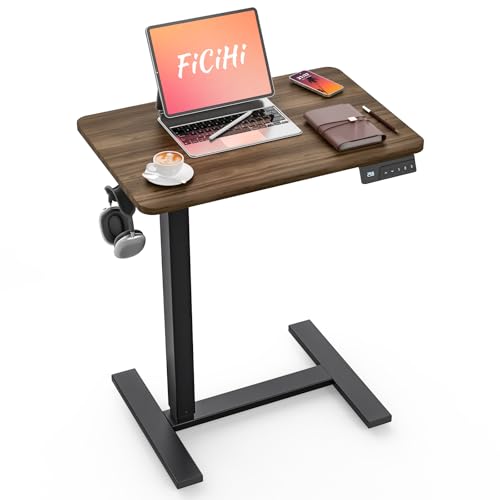 FiCiHi 24"x 16" Electric Standing Desk, Mobile Sit Stand Up Desk, Walnut - color: Walnut, size: 24" x 16"