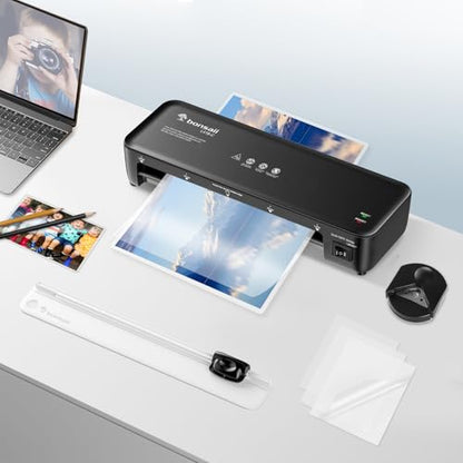 Bonsaii 9-Inch 4-in-1 Laminator Kit with Cutter, Rounder & 40 Pouches - color: Black