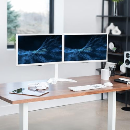 VIVO Dual LED LCD Monitor Free-Standing Desk Stand - color: White, size: 13" - 27" screens