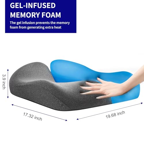 SupremeComfort X-Large Gel Infused Memory Foam Seat Cushion for Office Chair, Kitchen Chair, Car Seats- Elevate Your Seating Experience -Pressure Sore and Tailbone Pain Relief