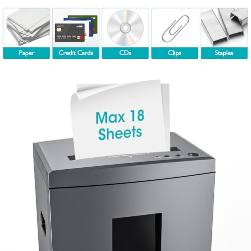 WOLVERINE SD9611 Quiet P4 Cross Cut Shredder, 18-Sheet 60 Min Gray ETL | 18-Sheet P4 Cross Cut | 4×35mm | 60Min Continuous | 58dB | 6Gal Bin | Shreds CDs+Cards | ETL Certified | 1-Year Warranty - size: 18-Sheet Level P4-Grey