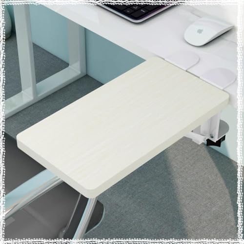 Foldable Clamp-On Desk Extender Tray with Wrist Rest - Ergonomic Keyboard Shelf for Computer Arm Support - color: White-b