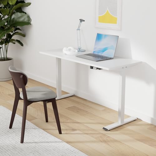 SANODESK One-Piece 1'' Thick Height Adjustable Standing Desk 55''x28'' - color: White Frame+white Top, size: 55x28"
