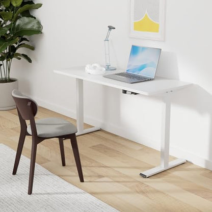 SANODESK One-Piece 1'' Thick Height Adjustable Standing Desk 55''x28'' - color: White Frame+white Top, size: 55x28"