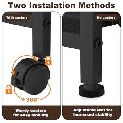 24"x20" Printer Stand with Hanging File Holder & Wheels, Black - color: Black, size: Extra Large