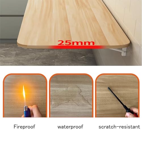 Wall Mounted Folding Table, Wood Drop-Leaf Desk with Stent, Floating Fold Down Desk for Small Spaces Office Kitchen Living Room(Golden Oak,50x40cm/20x16in) - color: Golden Oak, size: 50x40cm/20x16in